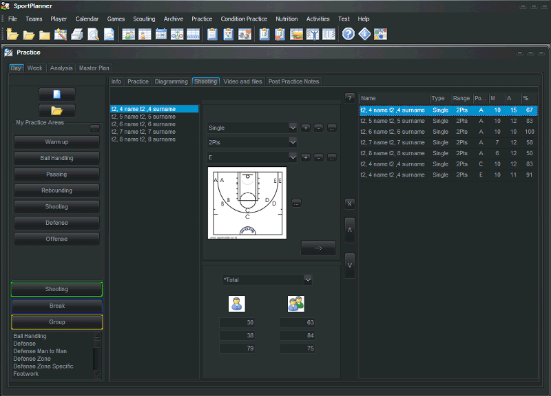 Shooting of SportPlanner Daily Practice Plan